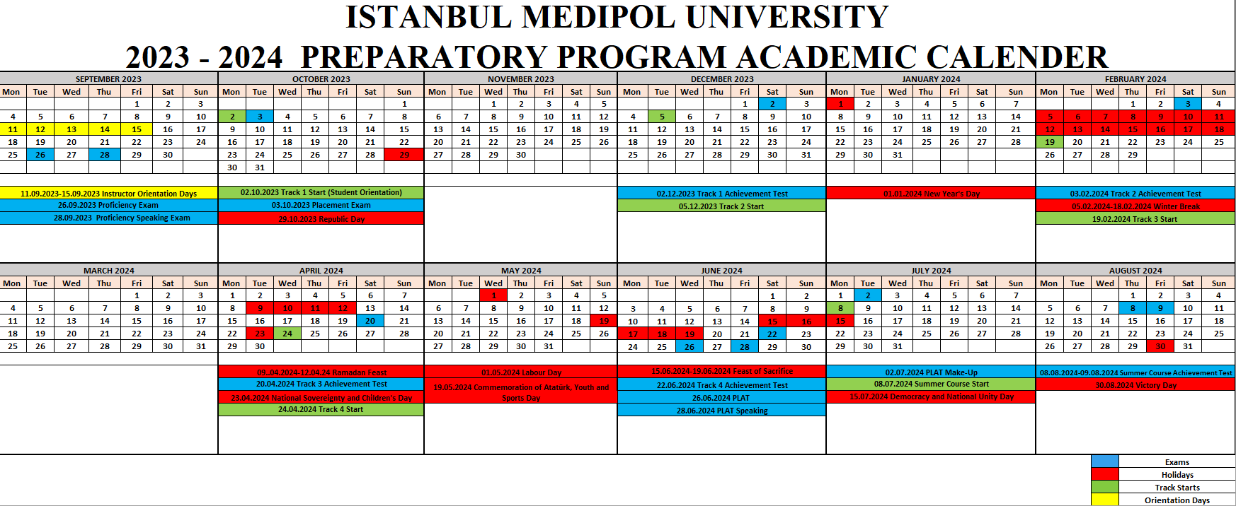 Academic Calendar | Medipol University