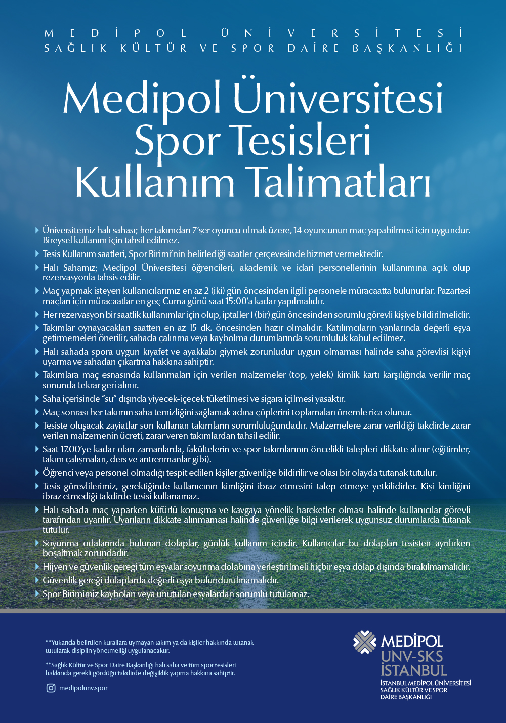 Spor Tesisleri Kullanım Talimatları